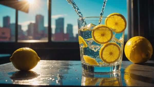 A glass of lemon water for drug test detox